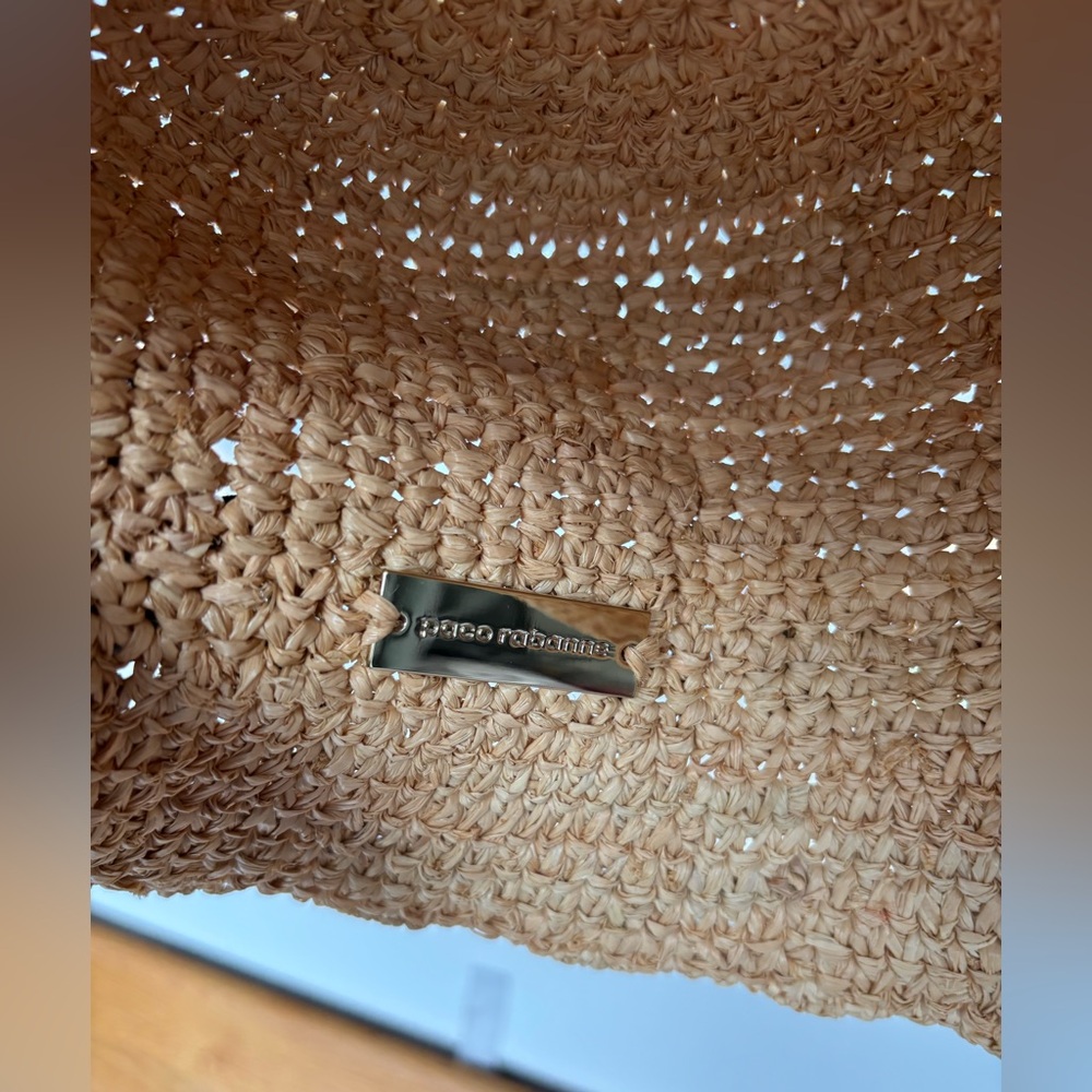Paco Rabanne Embellished Raffia Bucket Hat Beige - Picture 10 of 16
